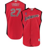 Wholesale Cheap American League #27 Mike Trout Majestic Youth 2019 MLB All-Star Game Player Jersey Red
