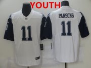 Wholesale Cheap Youth Dallas Cowboys #11 Micah Parsons White 2021 Color Rush Stitched NFL Nike Limited Jersey