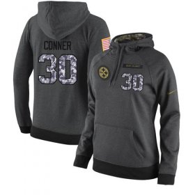 Wholesale Cheap NFL Women\'s Nike Pittsburgh Steelers #30 James Conner Stitched Black Anthracite Salute to Service Player Performance Hoodie