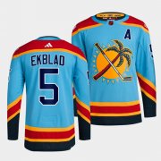 Wholesale Cheap Men's Florida Panthers #5 Aaron Ekblad Blue 2022 Reverse Retro Stitched Jersey