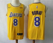 Wholesale Cheap Men's Los Angeles Lakers #8 Kobe Bryant Yellow 2018-2019 Nike Wish Swingman Stitched NBA Jersey