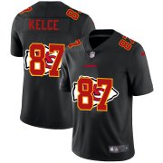 Wholesale Cheap Kansas City Chiefs #87 Travis Kelce Men's Nike Team Logo Dual Overlap Limited NFL Jersey Black