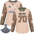 Wholesale Cheap Adidas Capitals #70 Braden Holtby Camo Authentic 2017 Veterans Day Stanley Cup Final Champions Women's Stitched NHL Jersey