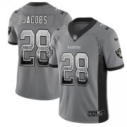 Wholesale Cheap Nike Raiders #28 Josh Jacobs Gray Men's Stitched NFL Limited Rush Drift Fashion Jersey