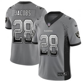 Wholesale Cheap Nike Raiders #28 Josh Jacobs Gray Men\'s Stitched NFL Limited Rush Drift Fashion Jersey