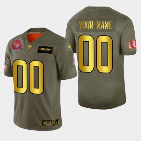 Wholesale Cheap Nike Texans Custom Men\'s Olive Gold 2019 Salute to Service NFL 100 Limited Jersey