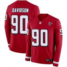 Wholesale Cheap Nike Falcons #90 Marlon Davidson Red Team Color Men\'s Stitched NFL Limited Therma Long Sleeve Jersey