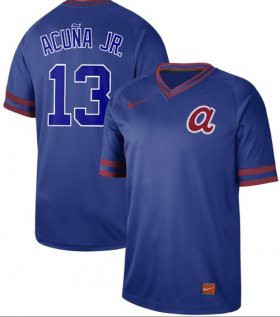 Wholesale Cheap Nike Braves #13 Ronald Acuna Jr. Royal Authentic Cooperstown Collection Stitched MLB Jersey
