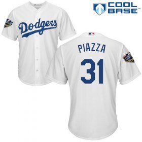 Wholesale Cheap Dodgers #31 Mike Piazza White Cool Base 2018 World Series Stitched Youth MLB Jersey