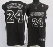 Wholesale Cheap Los Angeles Lakers #24 Kobe Bryant All Black With White Swingman Jersey