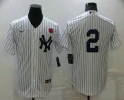 Wholesale Cheap Men's New York Yankees #2 Derek Jeter NEW White No Name Stitched MLB Nike Cool Base Throwback Jersey