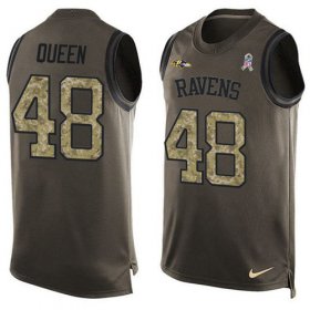 Wholesale Cheap Nike Ravens #48 Patrick Queen Green Men\'s Stitched NFL Limited Salute To Service Tank Top Jersey