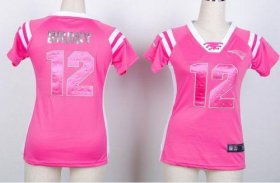 Wholesale Cheap Nike Patriots #12 Tom Brady Pink Women\'s Stitched NFL Elite Draft Him Shimmer Jersey
