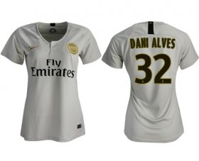 Wholesale Cheap Women\'s Paris Saint-Germain #32 Dani Alves Away Soccer Club Jersey