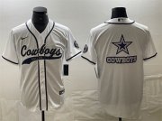 Cheap Men's Dallas Cowboys White Team Big Logo With Patch Cool Base Stitched Baseball Jersey