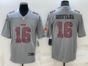 Wholesale Men's San Francisco 49ers #16 Joe Montana LOGO Grey Atmosphere Fashion 2022 Vapor Untouchable Stitched Limited Jersey