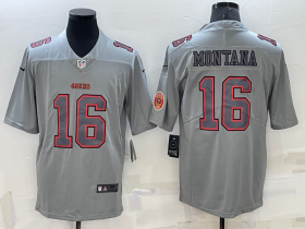 Wholesale Men\'s San Francisco 49ers #16 Joe Montana LOGO Grey Atmosphere Fashion 2022 Vapor Untouchable Stitched Limited Jersey