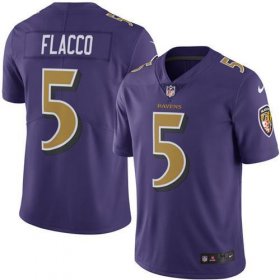 Wholesale Cheap Nike Ravens #5 Joe Flacco Purple Men\'s Stitched NFL Limited Rush Jersey