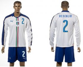 Wholesale Cheap Italy #2 De Sciglio White Away Long Sleeves Soccer Country Jersey