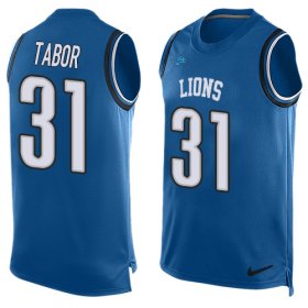 Wholesale Cheap Nike Lions #31 Teez Tabor Blue Team Color Men\'s Stitched NFL Limited Tank Top Jersey