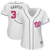 Wholesale Cheap Nationals #34 Bryce Harper White Mother's Day Cool Base Women's Stitched MLB Jersey