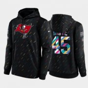 Wholesale Cheap Men's Tampa Bay Buccaneers #45 Devin White 2021 Charcoal Crucial Catch Therma Pullover Hoodie