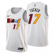 Wholesale Cheap Men's Miami Heat #17 P.J. Tucker 2022-23 White City Edition Stitched Jersey
