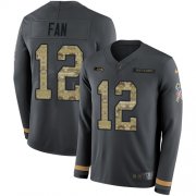 Wholesale Cheap Nike Seahawks #12 Fan Anthracite Salute to Service Youth Stitched NFL Limited Therma Long Sleeve Jersey