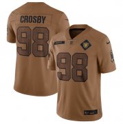 Wholesale Cheap Men's Las Vegas Raiders #98 Maxx Crosby 2023 Brown Salute To Service Limited Football Stitched Jersey