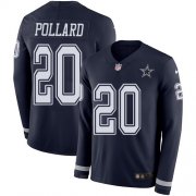 Wholesale Cheap Men's Cowboys #20 Tony Pollard Navy Blue Team Color Men's Stitched NFL Limited Therma Long Sleeve Jersey