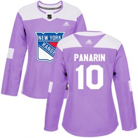 Wholesale Cheap Adidas Rangers #10 Artemi Panarin Purple Authentic Fights Cancer Women\'s Stitched NHL Jersey