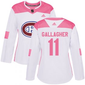 Wholesale Cheap Adidas Canadiens #11 Brendan Gallagher White/Pink Authentic Fashion Women\'s Stitched NHL Jersey