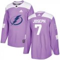 Cheap Adidas Lightning #7 Mathieu Joseph Purple Authentic Fights Cancer Youth Stitched NHL Jersey
