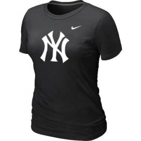 Wholesale Cheap Women\'s New York Yankees Heathered Nike Black Blended T-Shirt