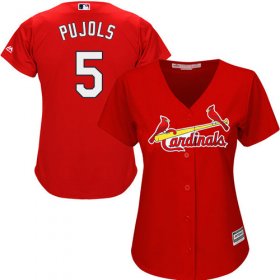 Wholesale Cheap Cardinals #5 Albert Pujols Red Alternate Women\'s Stitched MLB Jersey