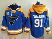Wholesale Cheap Men's St Louis Blues #91 Vladimir Tarasenko Blue Ageless Must Have Lace Up Pullover Hoodie