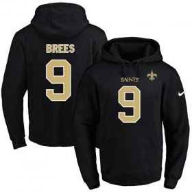 Wholesale Cheap Nike Saints #9 Drew Brees Black Name & Number Pullover NFL Hoodie