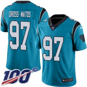 Wholesale Cheap Nike Panthers #97 Yetur Gross-Matos Blue Alternate Men\'s Stitched NFL 100th Season Vapor Untouchable Limited Jersey