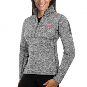 Wholesale Cheap Detroit Red Wings Antigua Women\'s Fortune 1/2-Zip Pullover Sweater Black