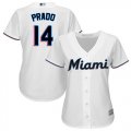 Wholesale Cheap Marlins #14 Martin Prado White Home Women's Stitched MLB Jersey
