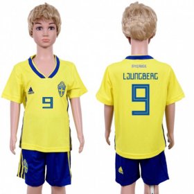 Wholesale Cheap Sweden #9 Ljungberg Home Kid Soccer Country Jersey