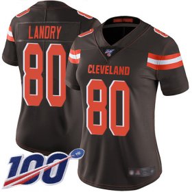 Wholesale Cheap Nike Browns #80 Jarvis Landry Brown Team Color Women\'s Stitched NFL 100th Season Vapor Limited Jersey