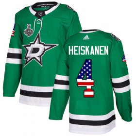 Cheap Adidas Stars #4 Miro Heiskanen Green Home Authentic USA Flag Youth 2020 Stanley Cup Final Stitched NHL Jersey