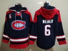 Wholesale Cheap Men\'s Montreal Canadiens #6 Shea Weber NEW Navy Blue Hockey Hoodie