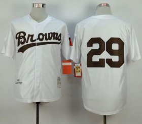 Wholesale Cheap Mitchell and Ness 1953 Browns #29 Satchel Paige White Throwback Stitched MLB Jersey