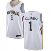 Wholesale Cheap Big Size Pelicans #1 Zion Williamson White Basketball Swingman Association Edition Jersey