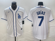 Cheap Men's Los Angeles Dodgers #7 Julio Urias White Cool Base Stitched Baseball Jersey