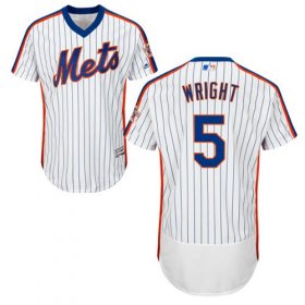 Wholesale Cheap Mets #5 David Wright White(Blue Strip) Flexbase Authentic Collection Alternate Stitched MLB Jersey