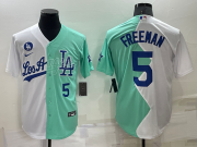 Wholesale Men's Los Angeles Dodgers #5 Freddie Freeman White Green Number 2022 Celebrity Softball Game Cool Base Jersey1