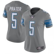 Wholesale Cheap Nike Lions #5 Matt Prater Gray Women's Stitched NFL Limited Rush Jersey